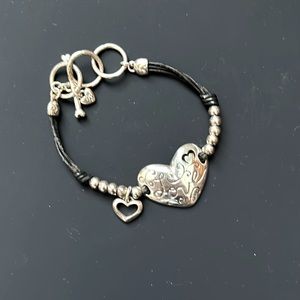 Brighton leather and silver bracelet